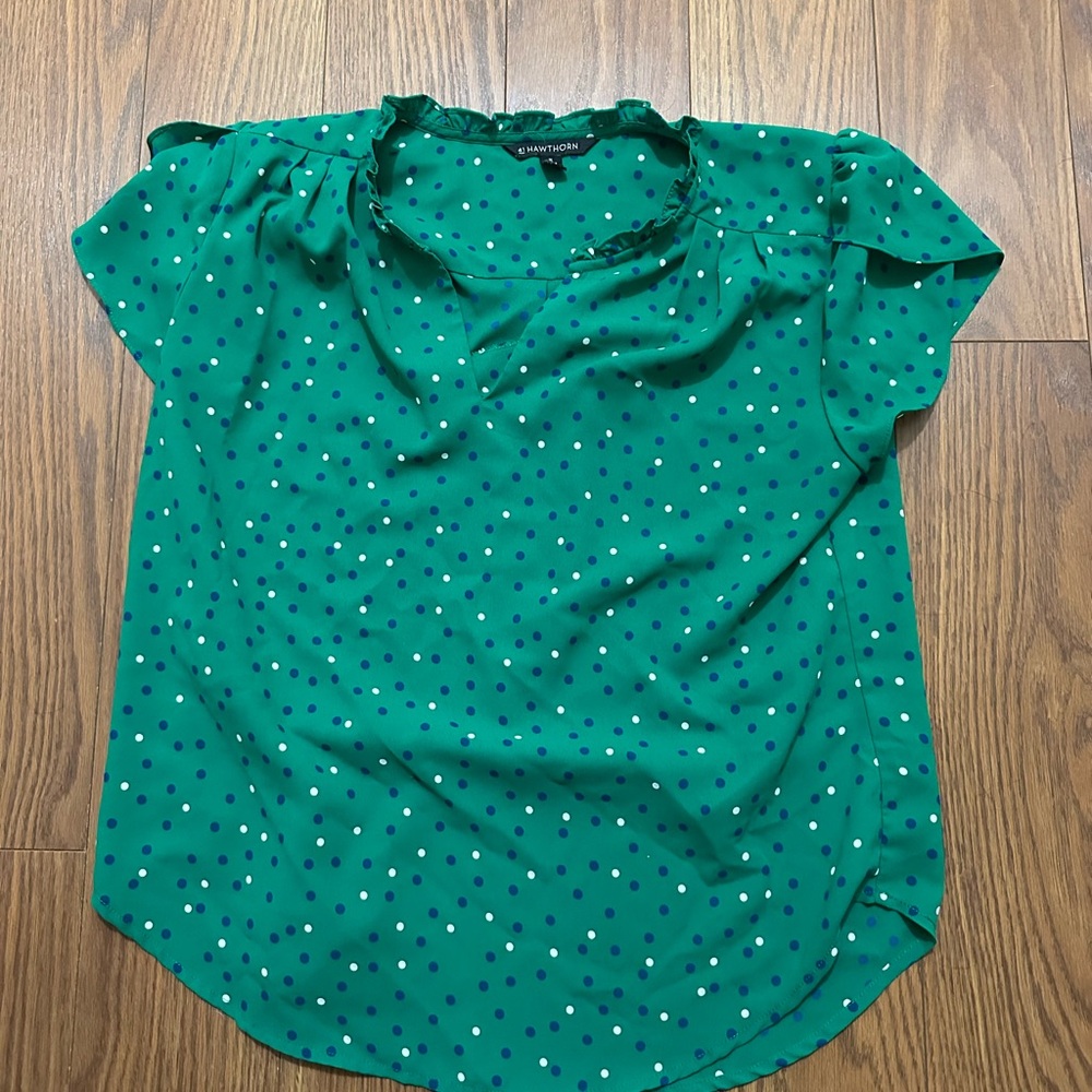 41 Hawthorn Teal Polka Dot Blouse
